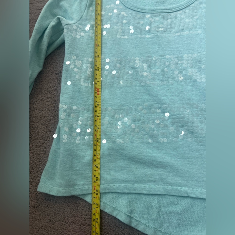 Eyeshadow Teal Sequin Sweatshirt | Size S | Sparkly Y2K Cozy Pullover - Picture 5 of 9